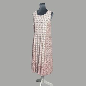 Fat Face  mixed pattern smocked midi dress US 12 UK 16 boho grunge